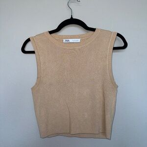 Tan knit cropped top